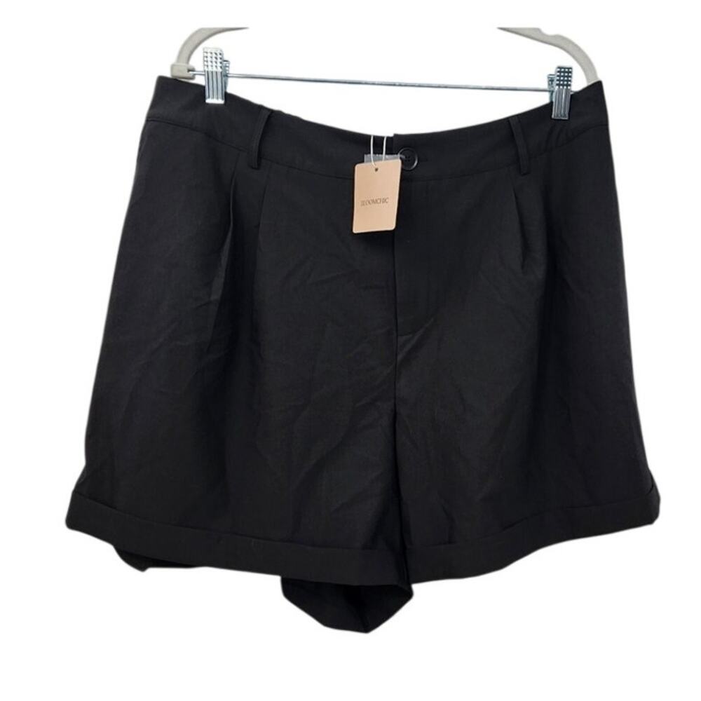 New NWT Bloomchic Chino Trouser Pleated Front Shorts Black Size 18-20